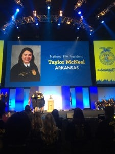 Taylor McNeel announced as Natl President at FFA Convention