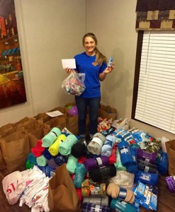 Holly Yeager with some of homeless supply donations